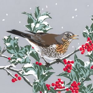 WF Fieldfare & Holly Christmas Cards 125mm sq