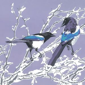 WF Pair of Magpies Blank Card 150mm sq