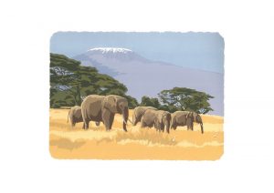 WW Egrets & Elephants Studio Print A2