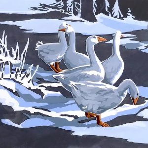 WF Winter Geese Pack of Christmas Cards 125mm sq